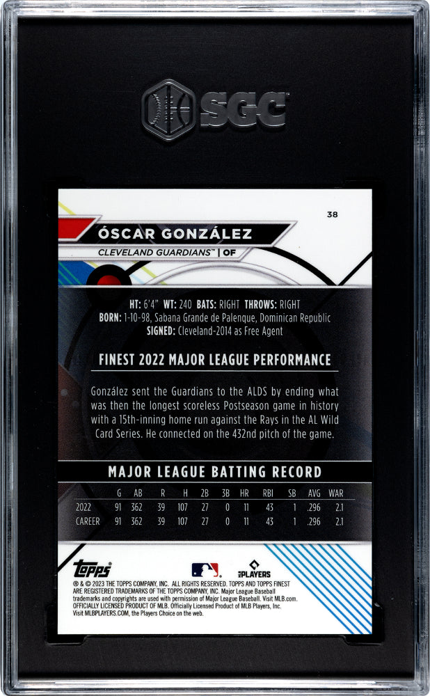 2023 Topps Finest Oscar Gonzalez #38 SGC 10