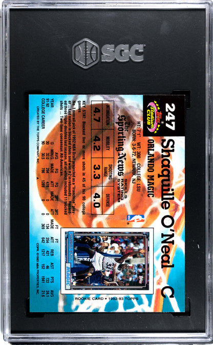 1992-93 Topps Stadium Club Shaquille O'Neal #247 SGC 9.5