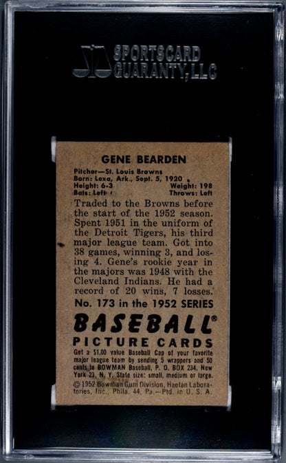 1952 Bowman Gene Bearden #173 SGC 2.5