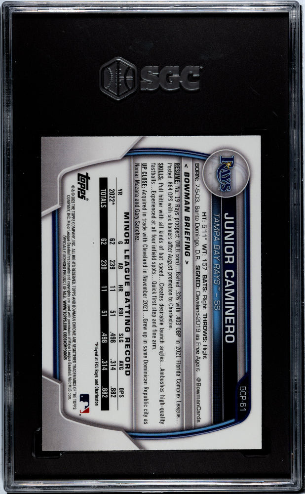 2023 Bowman Junior Caminero #BCP-61 CHR. Pros. SGC 10