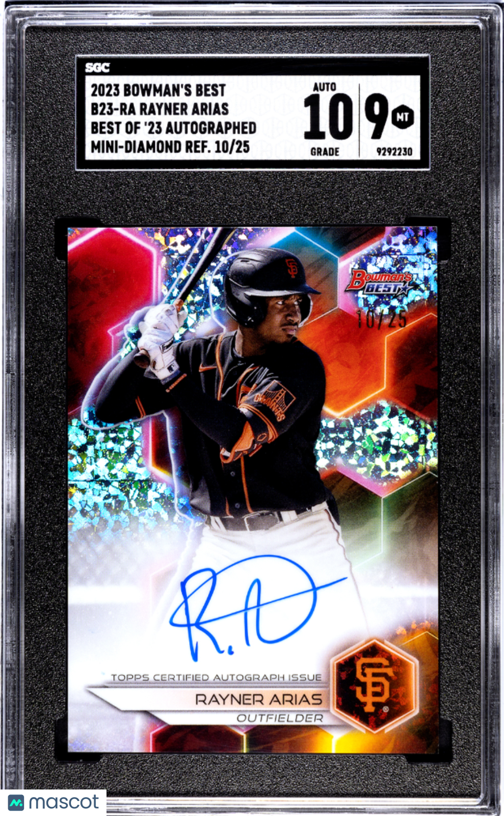 2023 Bowman's Best Rayner AriasBest Of '23 Auto Mini Diamond Refractor SGC 9