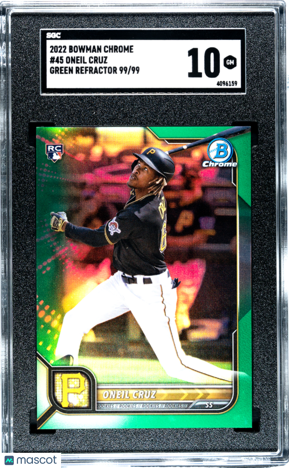 2022 Bowman Chrome Oneil Cruz #45 Green Refractor SGC 10