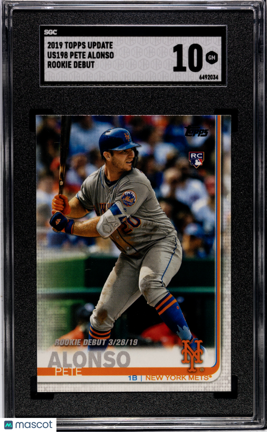 2019 Topps Update Pete Alonso #US198 Rookie Debut SGC 10