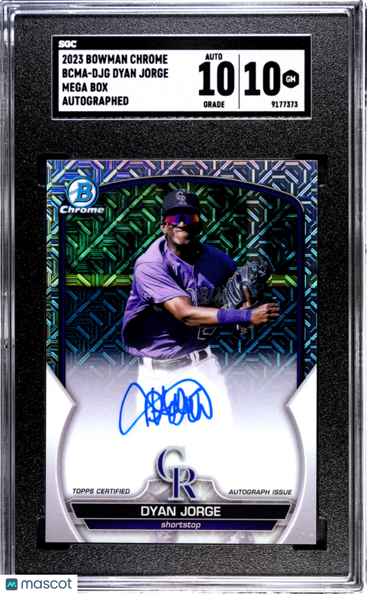 2023 Bowman Chrome Mega Box Dyan Jorge #BCMA-DJG Autograph SGC 10