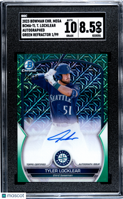 2023 Bowman Chrome Mega Box Tyler Locklear-TL Autograph Green Refractor SGC 8.5