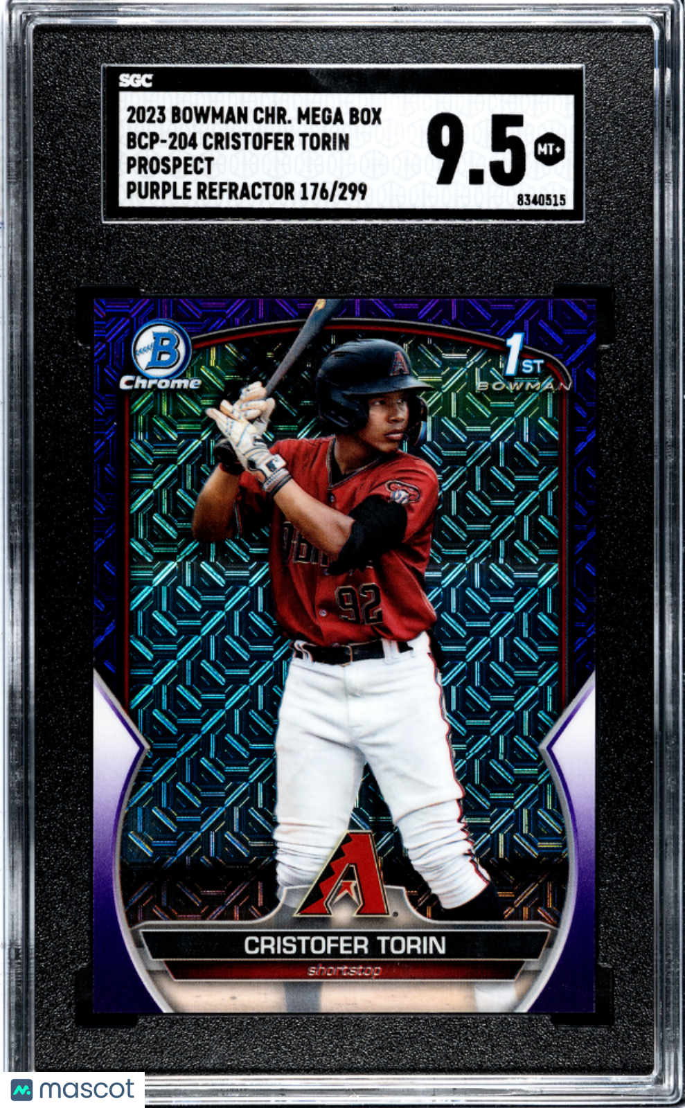 2023 Bowman Chrome Mega Box Cristofer Torin Pros. Purple Refractor SGC 9.5