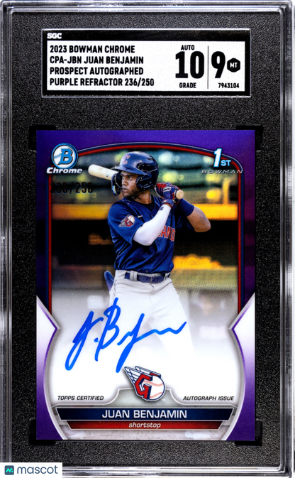 2023 Bowman Chrome Juan Benjamin #CPA-JBN Pros. Autograph Purple Refractor SGC 9