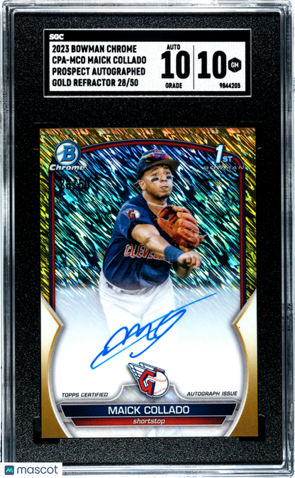 2023 Bowman Chrome Maick Collado #CPA-MCO Pros. Autograph Gold Refractor SGC 10